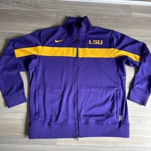 LSU Tigers Nike Dri-Fit Track Jacket Men's Sz XL Purple/Gold Full Zip W/ Pockets